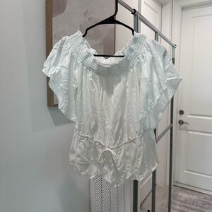 Abercrombie & Fitch White Ruffle Blouse